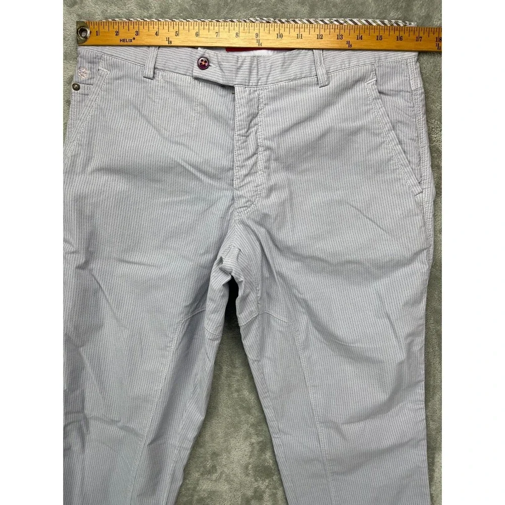 Claude Bonucci‎ Mens Pants 34x36 Gray Striped Straight Cotton Blend